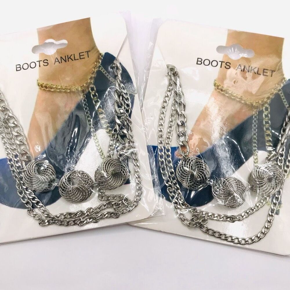 Statement Bracelet Silver Layered Chain Boot Chain Ankle Bracelet